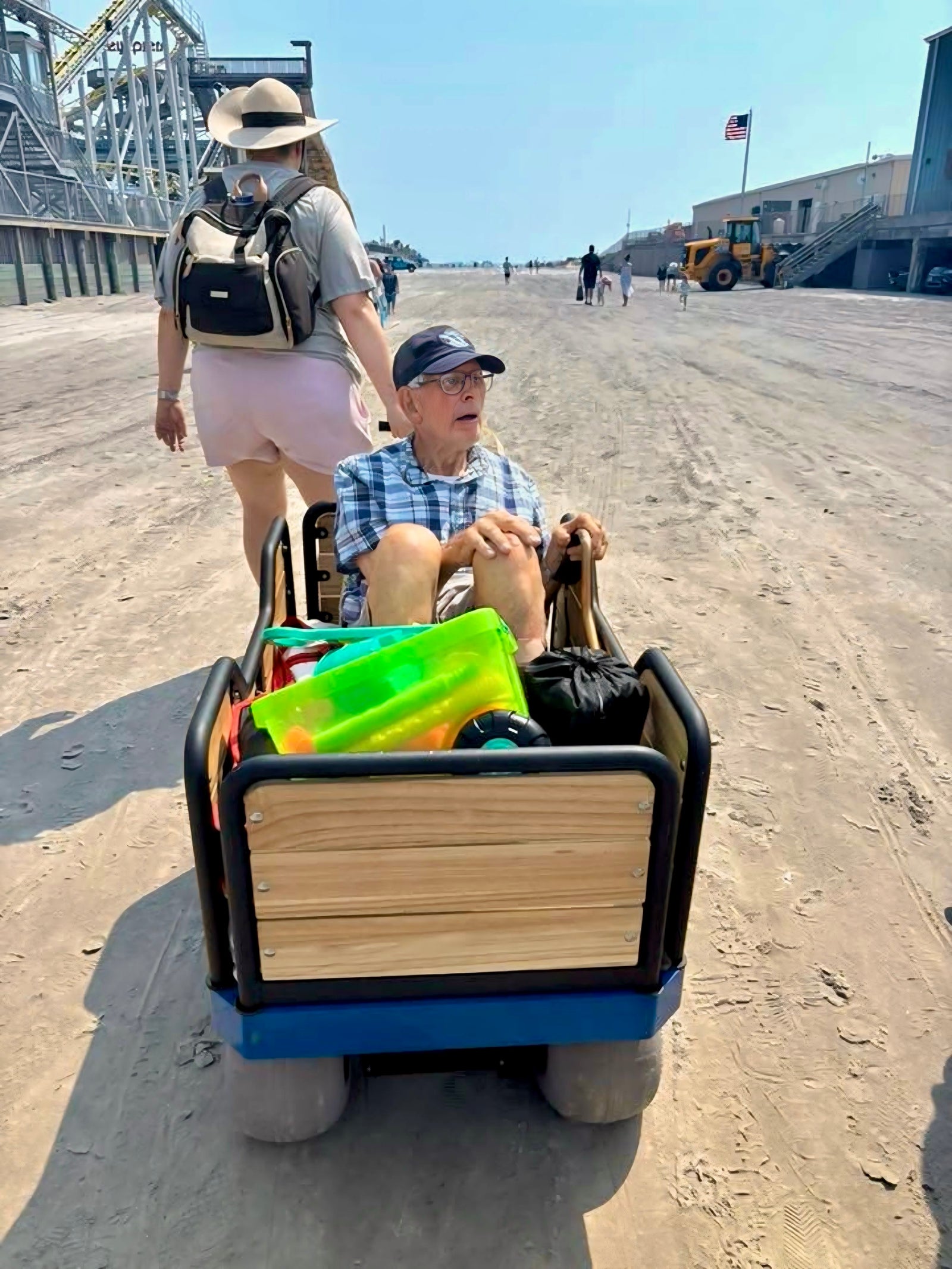 e-Beach Wagon is great for moving senior citizens on the beach sand
